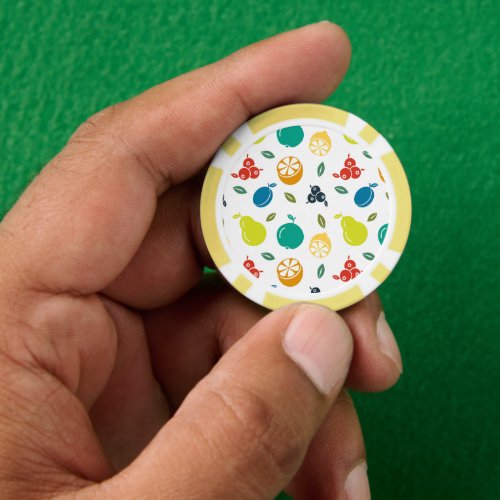 Fruit Pattern Plum Orange Lemon Pear Apple Poker Chips