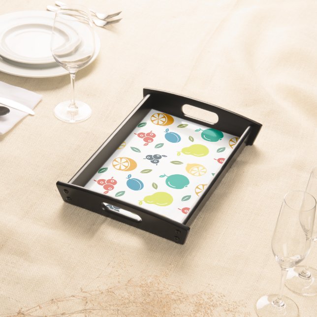 Fruit Pattern, Plum, Orange, Lemon, Pear, Apple Serving Tray (Front)