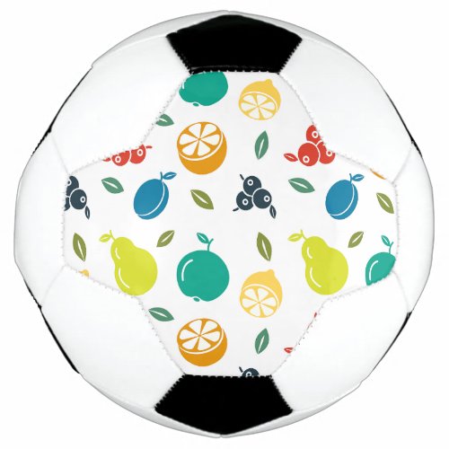 Fruit Pattern Plum Orange Lemon Pear Apple Soccer Ball