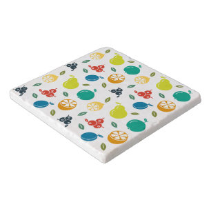 Fruit Pattern, Plum, Orange, Lemon, Pear, Apple Trivet