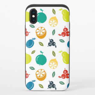 Fruit Pattern, Plum, Orange, Lemon, Pear, Apple iPhone XS Slider Case