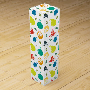 Fruit Pattern, Plum, Orange, Lemon, Pear, Apple Wine Box
