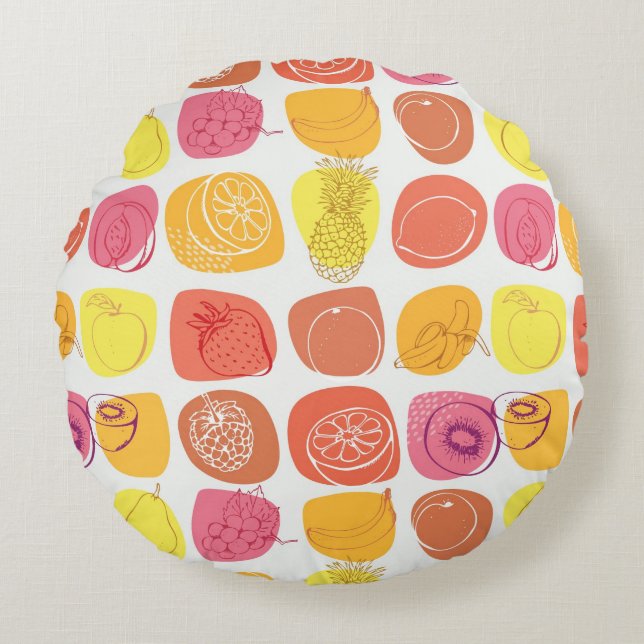 Fruit pattern round pillow (Front)
