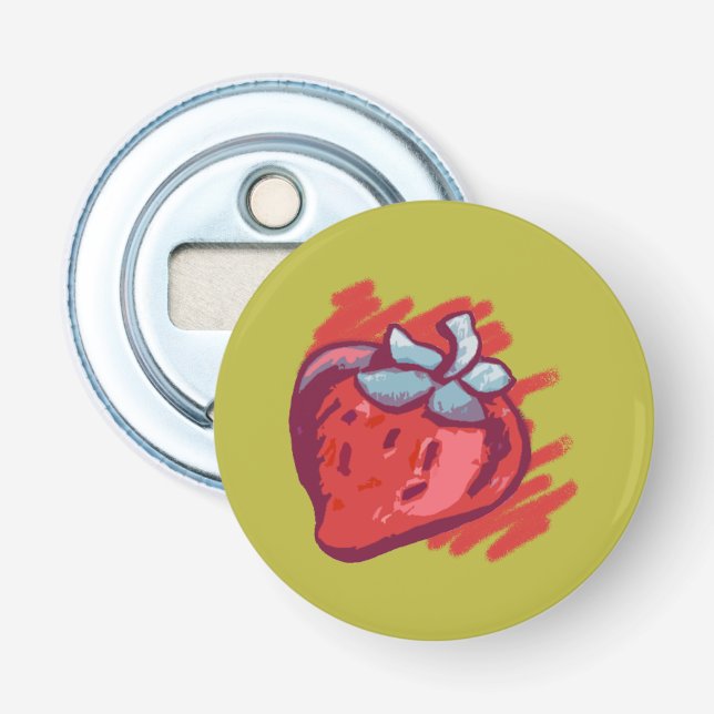 Fruit Pattern Strawberries on gold Party Stuff Bottle Opener (Front)