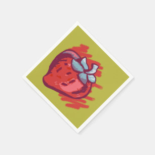 Fruit Pattern Strawberries on gold Party Stuff Paper Napkins