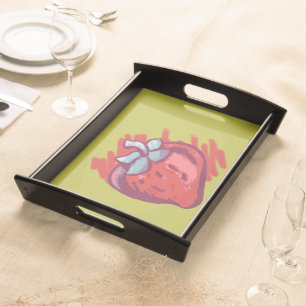 Fruit Pattern Strawberries on gold Party Stuff Serving Tray