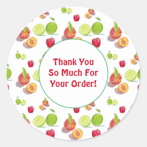 Fruit Pattern Thank You For Your Order Classic Round Sticker