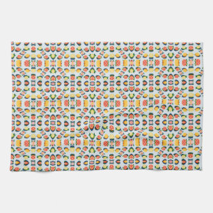 fruit pattern with lemons grapefruits and flowers kitchen towel