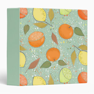 Fruit pattern with lemons, oranges 3 ring binder