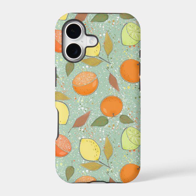Fruit pattern with lemons, oranges iphone case (Back)