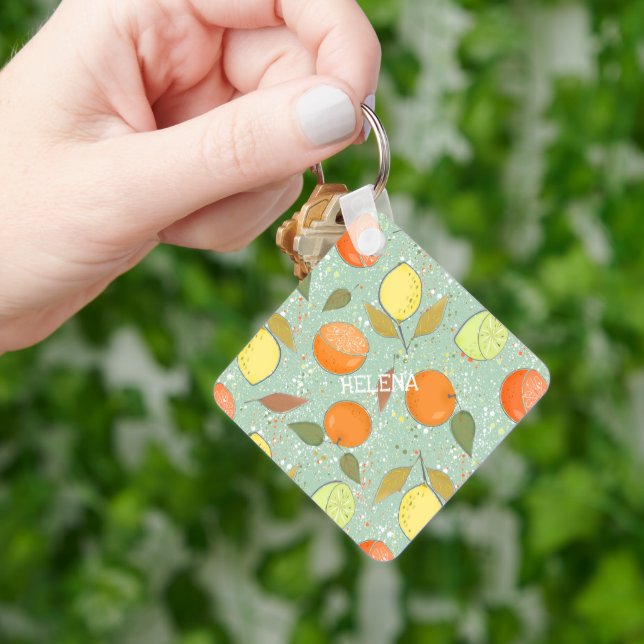 Fruit pattern with lemons, oranges keychain (Hand)
