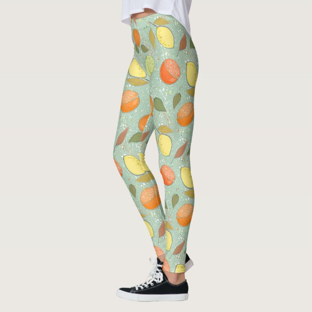 Fruit pattern with lemons, oranges leggings (Left)