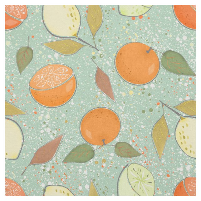 Fruit pattern with lemons, oranges, lime fabric (Swatch)