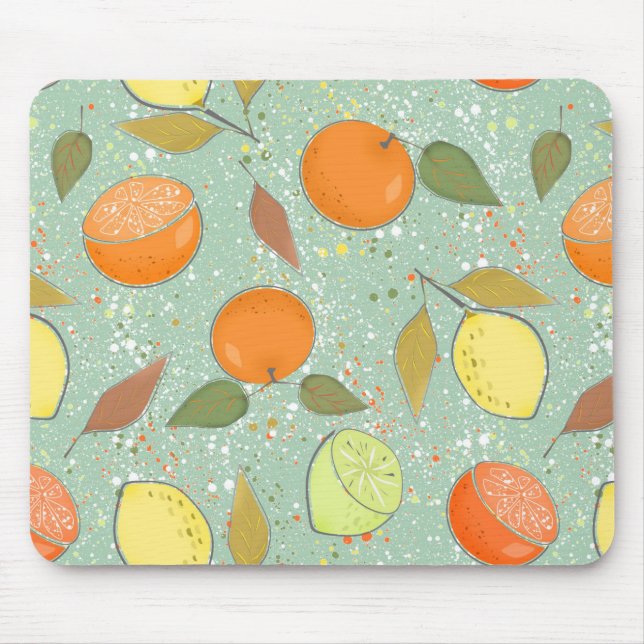 Fruit pattern with lemons, oranges mouse pad (Front)
