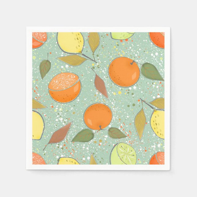 Fruit pattern with lemons, oranges napkins (Front)