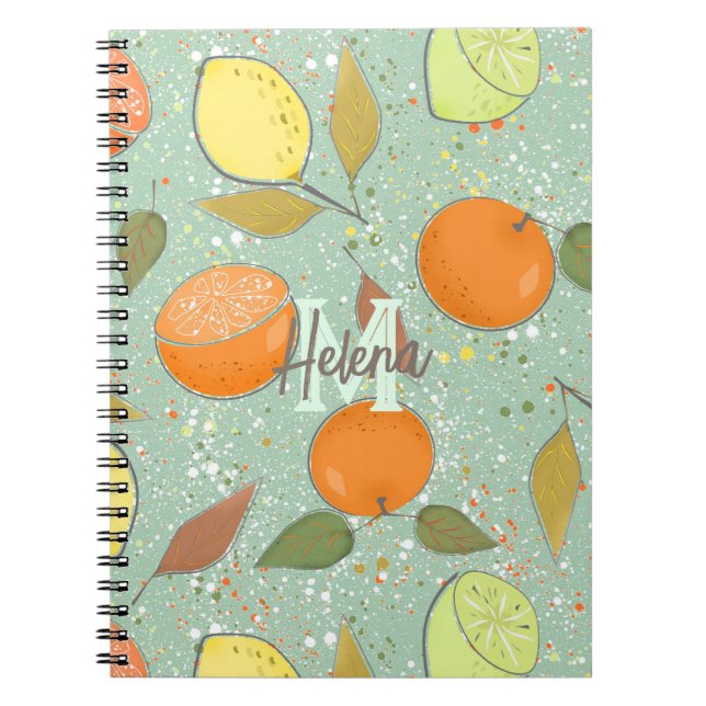 Fruit pattern with lemons, oranges notebook (Front)