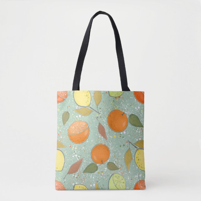 Fruit pattern with lemons, oranges tote bag (Front)