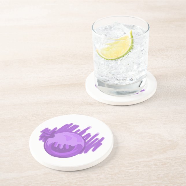 Fruit Patterns Blueberries and Cream Drink Coaster (Side)