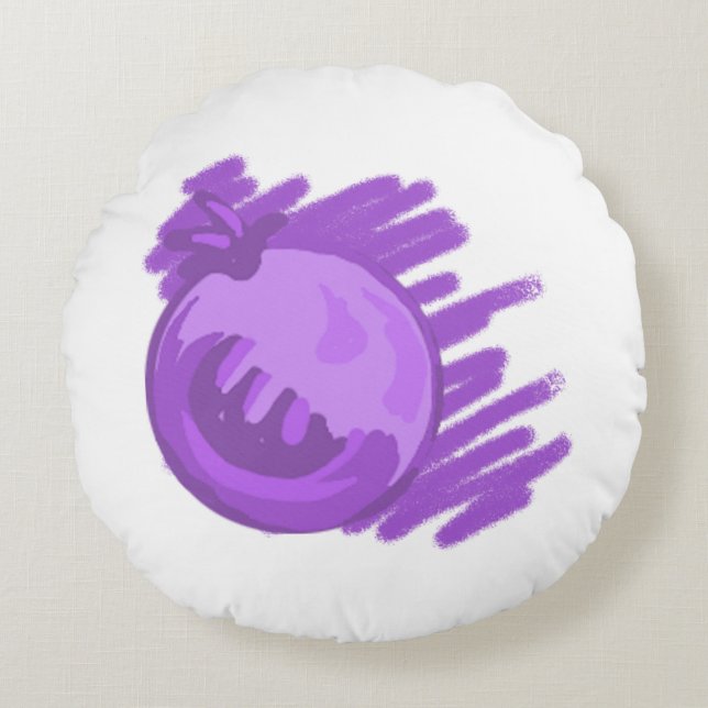 Fruit Patterns Blueberries and Cream Round Pillow (Front)