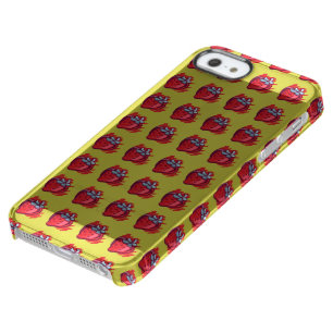 Fruit Patterns Strawberries on gold Electrinics Clear iPhone SE/5/5s Case