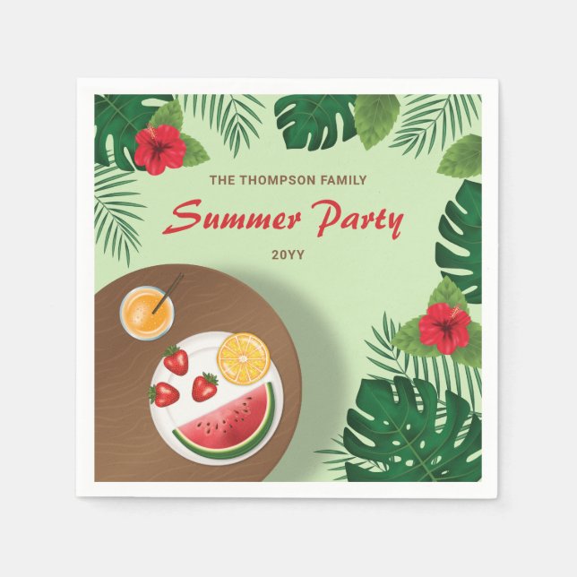 Fruit Plate Green Garden Summer Picnic Party Napkins (Front)