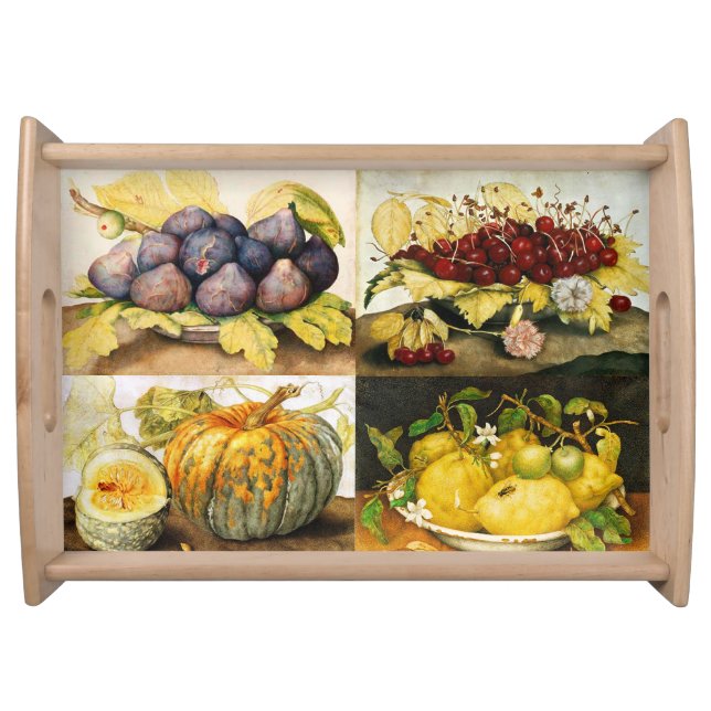 Fruit Plates /Cherries,Lemons,Figs,Pumpkins Serving Tray (Front)