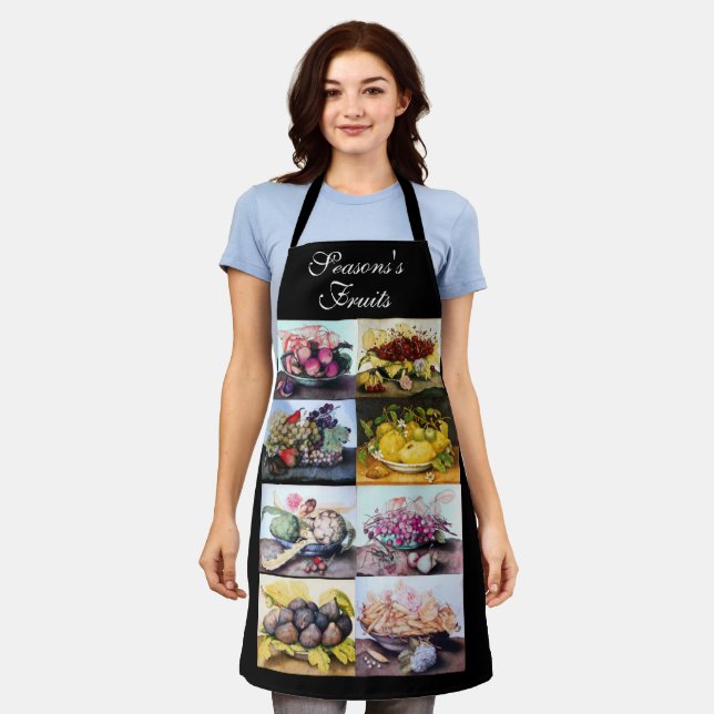 Fruit Plates /Cherries,Lemons,Grapes ,Artichokes Apron (Worn)