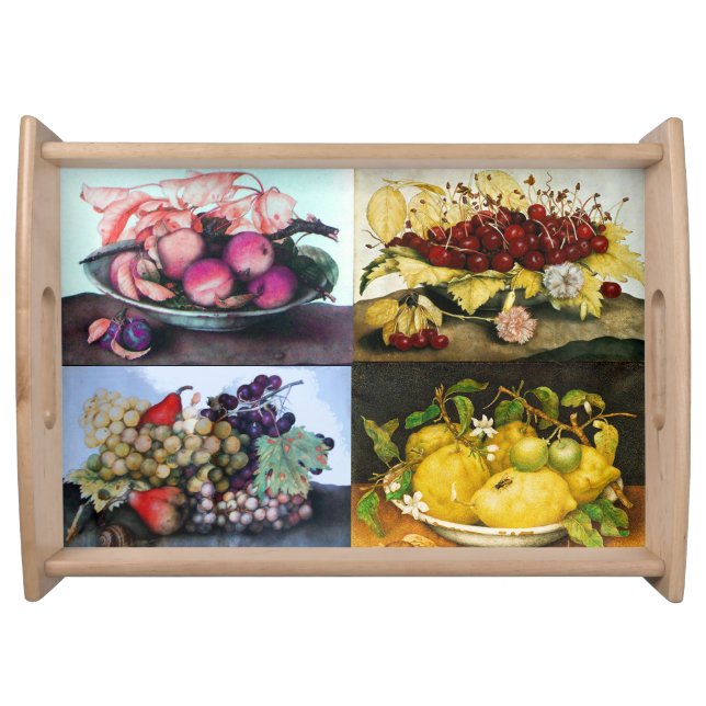 Fruit Plates /Cherries,Lemons,Grapes ,Peaches Serving Tray (Front)