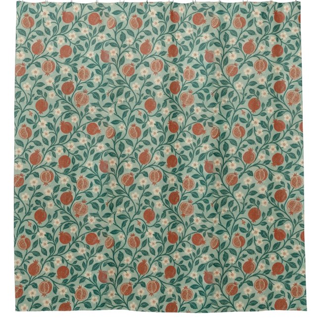 Fruit pomegranate Green Leaf Shower Curtain