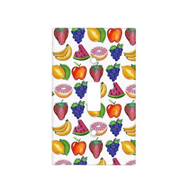 Fruit Print Strawberry Watermelon Banana Grapes Light Switch Cover (Front)