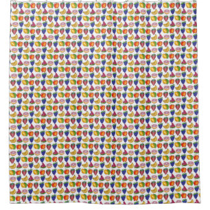 Fruit Print Strawberry Watermelon Banana Grapes Shower Curtain