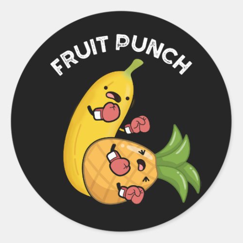 Fruit Punch Funny Drink Pun Dark BG Classic Round Sticker