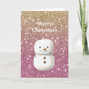 Fruit Punch Pink Gold Glitter Bokeh Christmas Card