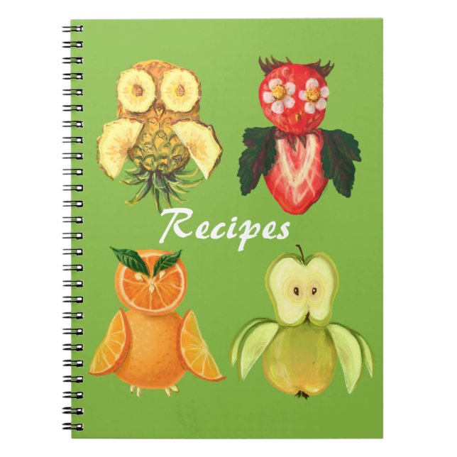 Fruit recipes -cute owls notebook (Front)