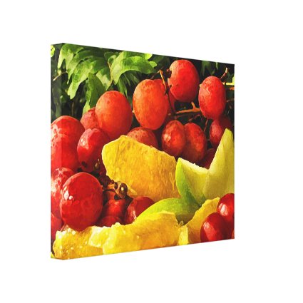 Fruit Salad and Ferns Wrapped Canvas Print