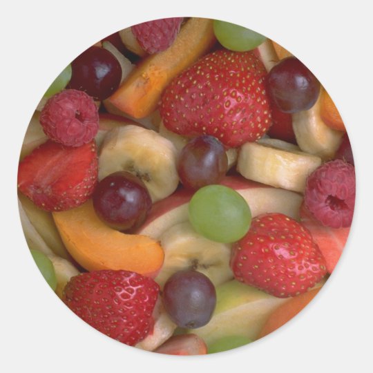 Fruit salad, close-up classic round sticker