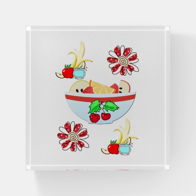 Fruit Salad Floral School Office Paperweight (Front)