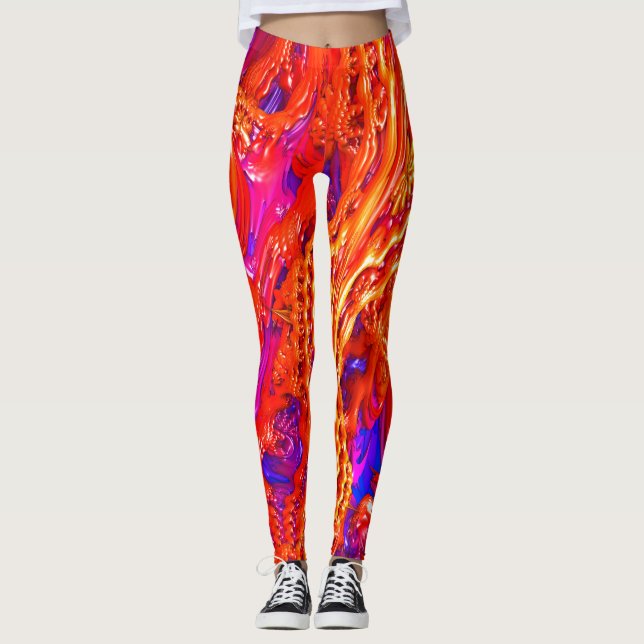 "Fruit Salad" Fractal Art Leggings! Leggings (Front)