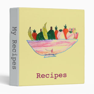 Fruit Salad funny cartoon art recipe folder