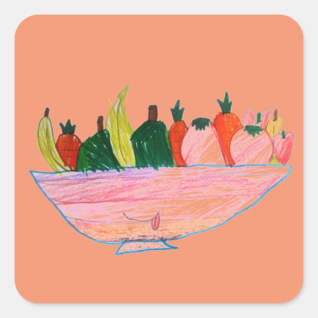 Fruit Salad funny cartoon art Square Sticker (Front)