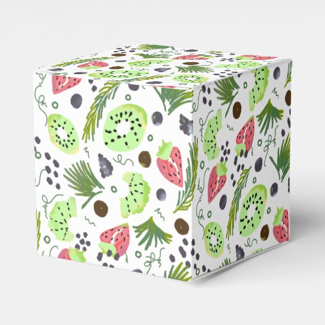 Fruit Salad Kiwi Strawberries Grape Greenery Candy Favor Boxes (Front Side)
