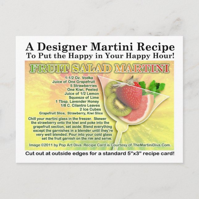 Fruit Salad Spring Martini Recipe Postcard (Front)