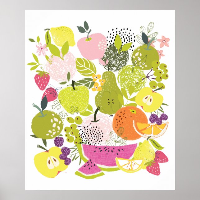 Fruit salad; summer fruit collage  poster (Front)