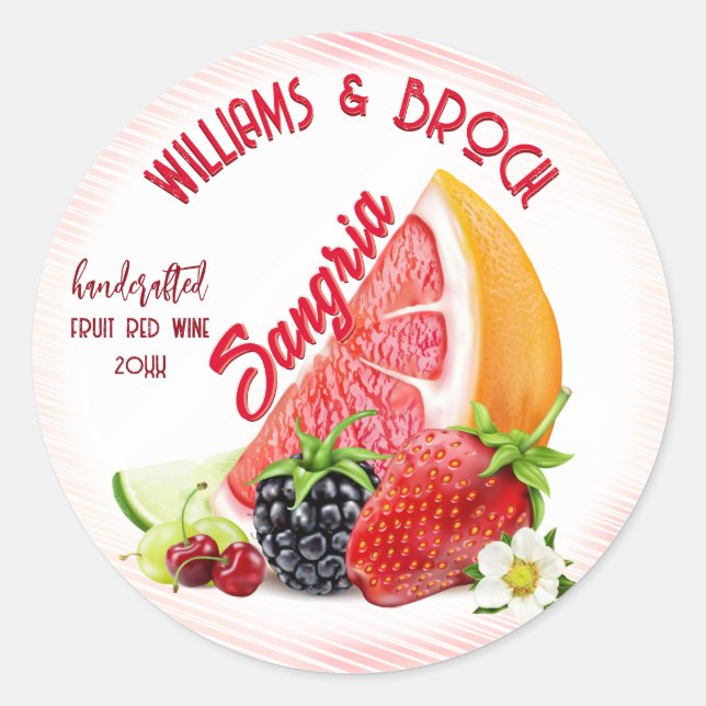 Fruit Sangria Wedding Classic Round Sticker (Front)