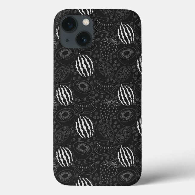 Fruit seamless pattern black and white Tropical Case-Mate iPhone Case (Back)