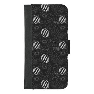 Fruit seamless pattern black and white Tropical iPhone 8/7 Plus Wallet Case