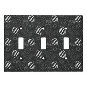 Fruit seamless pattern black and white Tropical Light Switch Cover