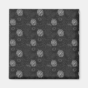 Fruit seamless pattern black and white Tropical Magnet