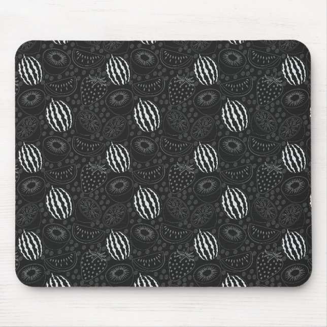 Fruit seamless pattern black and white Tropical Mouse Pad (Front)