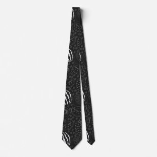 Fruit seamless pattern black and white Tropical Neck Tie